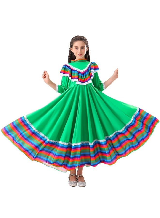 NIBEMINENT أزياء رقص بنات بالطراز العرقي، أزياء تنكرية للفتيات، أزياء تنكرية للأطفال، أزياء أداء وملابس تنكرية - Image 1