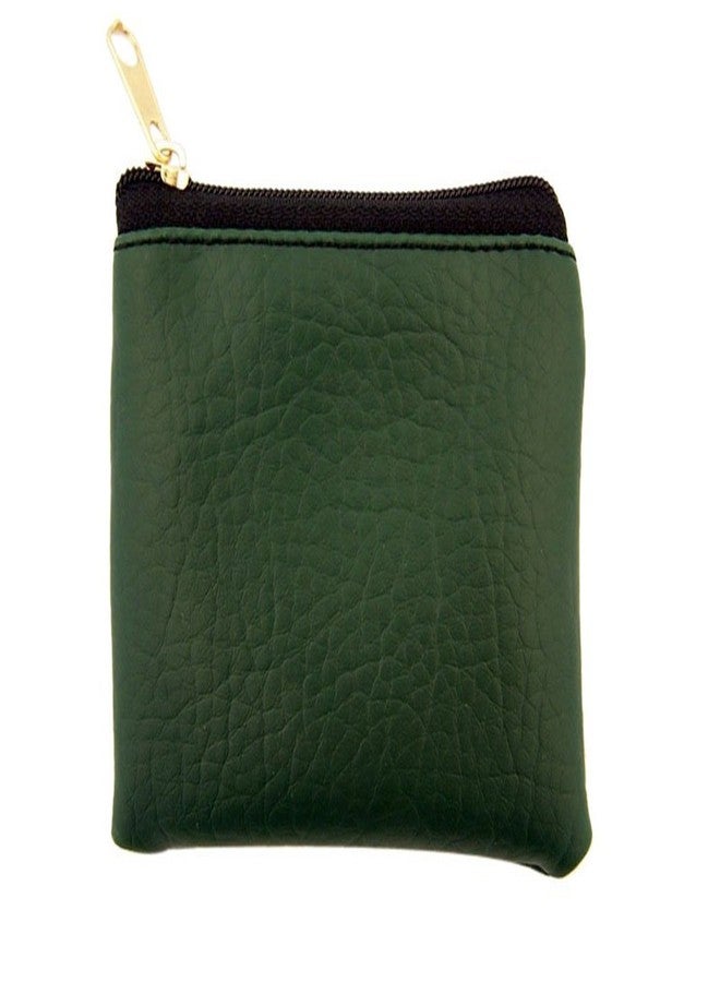 WJH Leather Teatured Lined Rosary Pouch with Zipper Close, 3 1/2 Inch (Emerald Green)