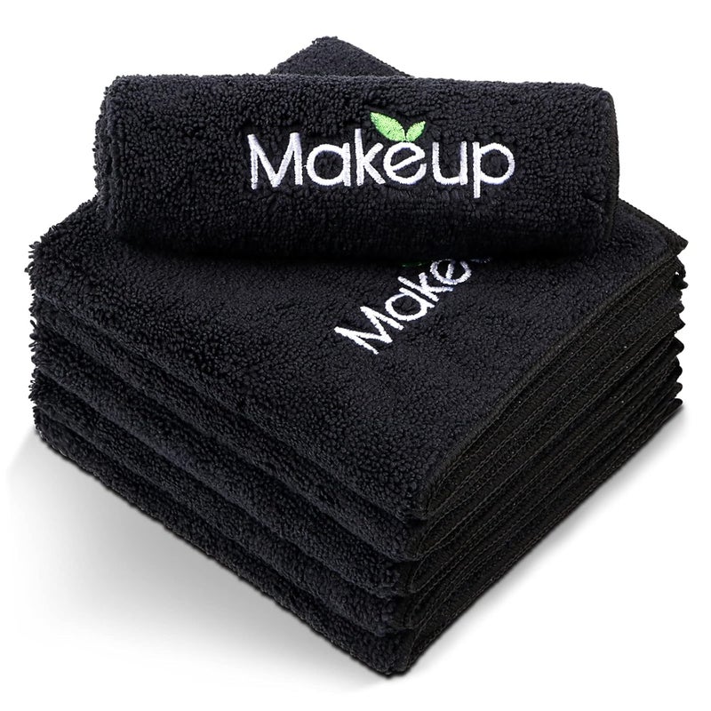 Orighty Microfiber Makeup Remover Cloths  Super Soft Quick Dry Face Towels for Cleansing 13 x 13 Inch 6 Count Black