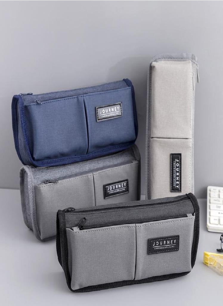 Eckek - Pen Bag Extended Canvas Pen Bag School Large Capacity Pen Bag Boy Pen Bag Simple Pen Bag Student Stationery Bag Large Pen Bag - Image 1