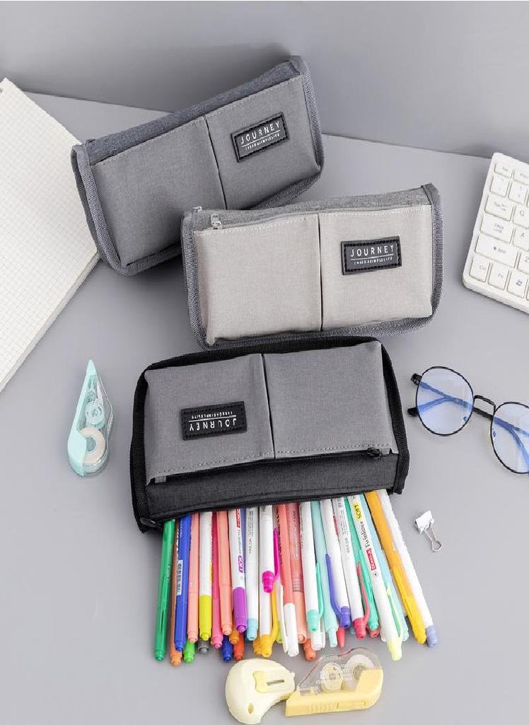 Eckek - Pen Bag Extended Canvas Pen Bag School Large Capacity Pen Bag Boy Pen Bag Simple Pen Bag Student Stationery Bag Large Pen Bag - Image 1