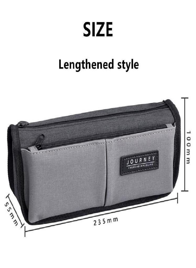 Eckek - Pen Bag Extended Canvas Pen Bag School Large Capacity Pen Bag Boy Pen Bag Simple Pen Bag Student Stationery Bag Large Pen Bag - Image 1