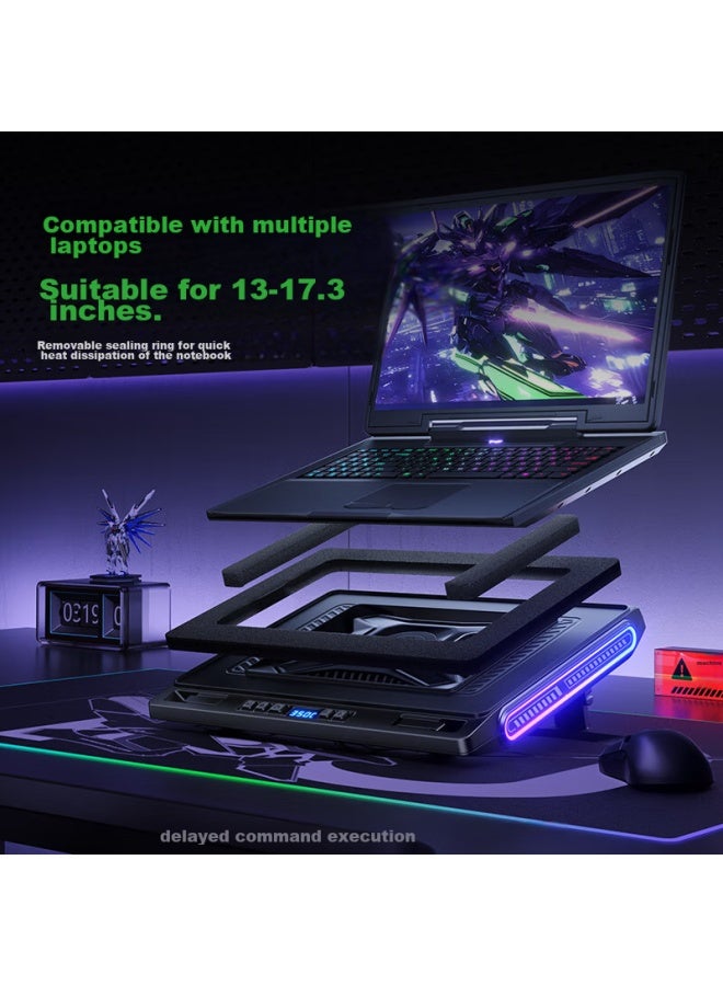 Llano Laptop Cooling Pad V10, Gaming Computer Stand Base, High Airflow Adjustable Speed, Suitable For Lenovo, Dell, Alienware, Lenovo Legion, Asus Rog, Water-cooled, No Light Version - Image 1