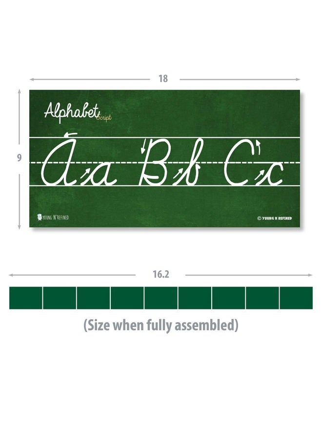 Young N Refined Cursive Alphabet Classroom Wall Strip (Glossy Paper) - Image 3