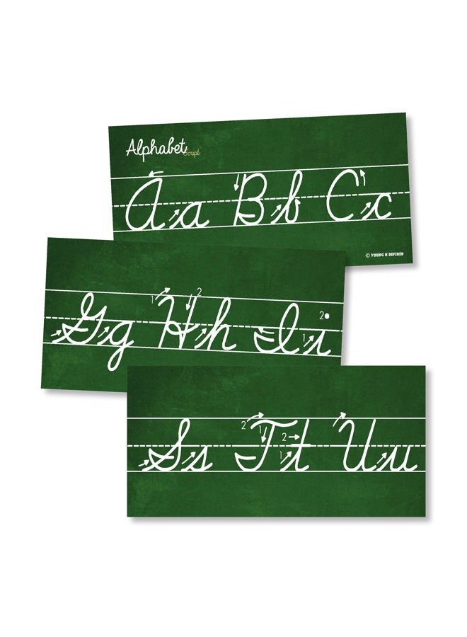 Young N Refined Cursive Alphabet Classroom Wall Strip (Glossy Paper) - Image 1