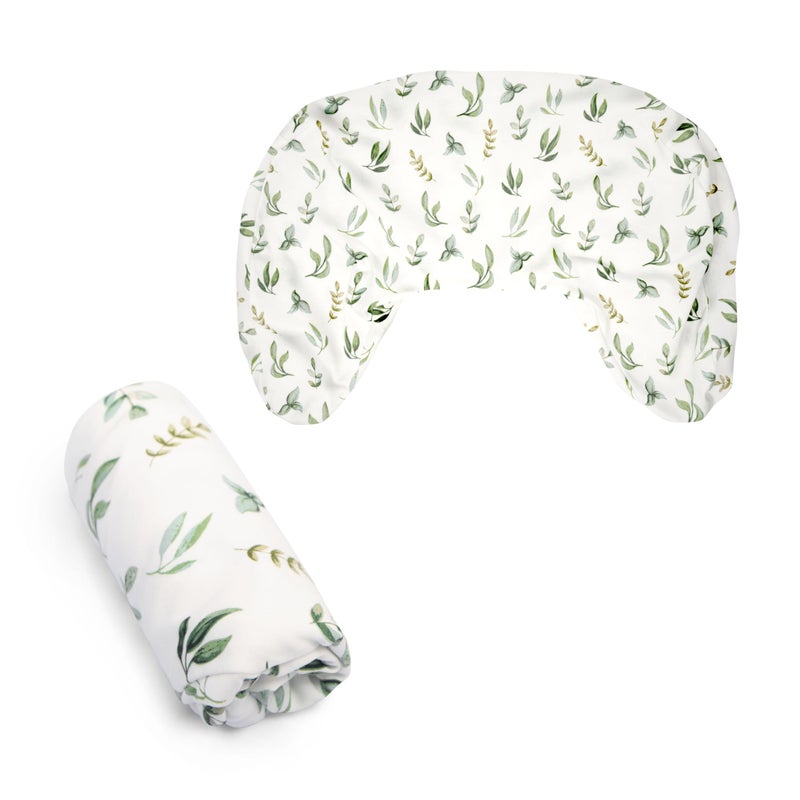 Boppy Nursing Pillow Cover, Organic Green Leaves, Single Cover, Easy-On Slipcover with Gentle 100% Organic Cotton Fabric for The Redesigned Nursing Pillow - Image 1