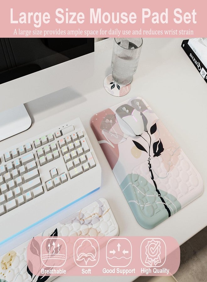 Ospelelf Mouse Pad with Wrist Rest and Keyboard Wrist Rest, Ergonomic Gel Wrist Rest for Computer, Office, Gaming, Pink - Image 4