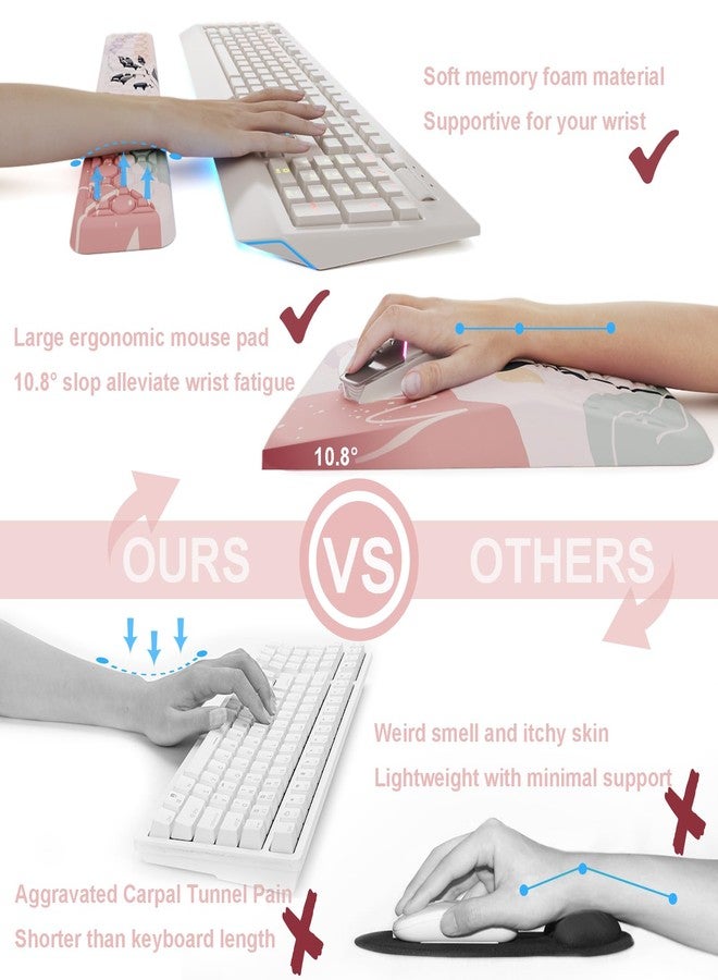 Ospelelf Mouse Pad with Wrist Rest and Keyboard Wrist Rest, Ergonomic Gel Wrist Rest for Computer, Office, Gaming, Pink - Image 5