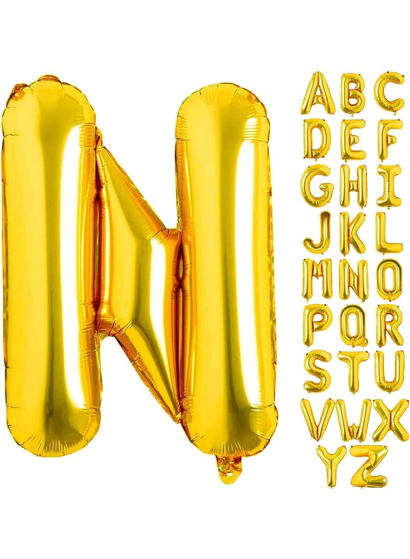 Goldedge 32 Inch Giant Gold  Letter N Foil Helium Balloons Big Single Mylar Balloon Birthday Party Decoration Supply Baby Shower (Gold N) - Image 1