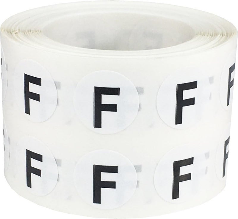 InStockLabels.com Letter F Inventory Labels .5 Inch Round Circle Dots 1,000 Adhesive Stickers - Image 1