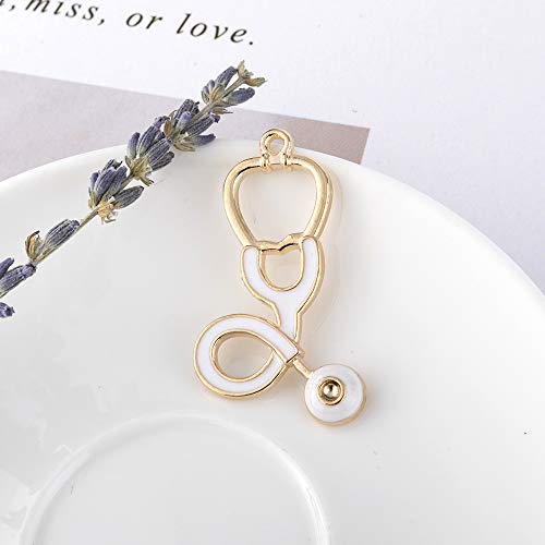 YEYULIN 36pcs Craft Supplies Enamel Alloy Medical Nurse Charms Pendant Set DNA Stethoscope Syringe Nurse Cap Hat Charms for Jewelry Making Crafting Findings Accessory for DIY Necklace Bracelet - Image 5