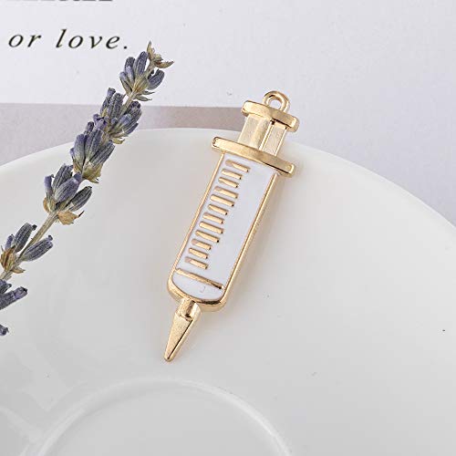 YEYULIN 36pcs Craft Supplies Enamel Alloy Medical Nurse Charms Pendant Set DNA Stethoscope Syringe Nurse Cap Hat Charms for Jewelry Making Crafting Findings Accessory for DIY Necklace Bracelet - Image 3