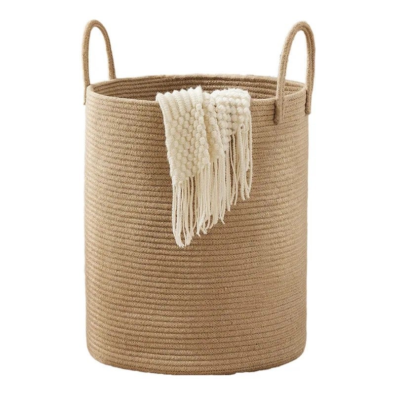 Y&D Handmade Large Cotton Rope Storage Basket with Lid & Handles, Woven Laundry Hamper for Home Appliances & Daily Use - Image 3