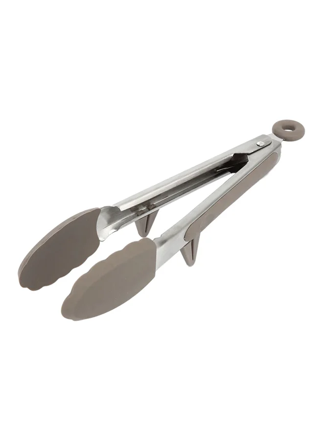 PARFAIT Durable Silicone Tong with Steel Handle Taupe and Silver 5 x 3.8 x 26.5 cm HB8257CC