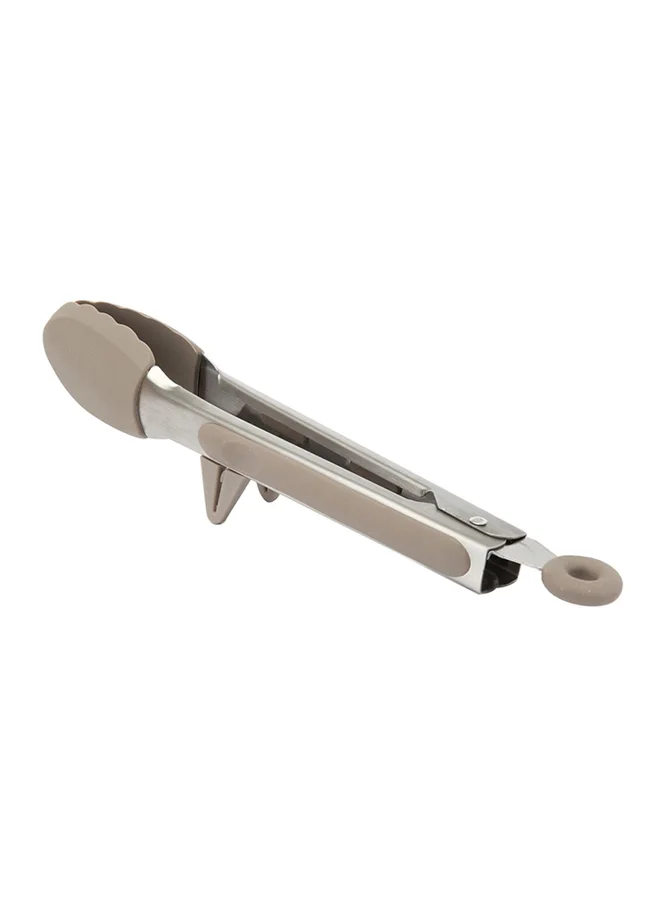 PARFAIT Durable Silicone Tong with Steel Handle Taupe and Silver 5 x 3.8 x 26.5 cm HB8257CC