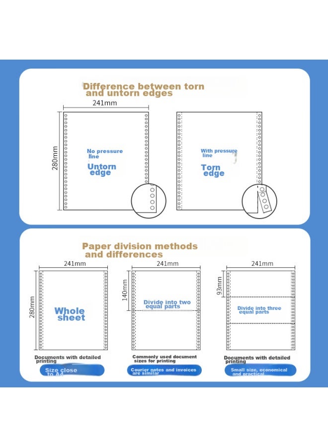 Nvv Two-Part Three-Section Pin-Feed Printing Paper, Perforated Edge Computer Paper, Colored Inbound/Outbound Delivery List, 1200 Pages/Box, Xdy241-2 White And Red - Image 3