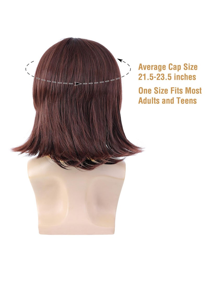 Excefore 5pcs Set, 70s 80s Disco Wig with Mustache Glasses and Chain, Short Brown Men's Mullet Wig for 60s Singer Rocker Hippies Costume Cosplay Party - Image 2