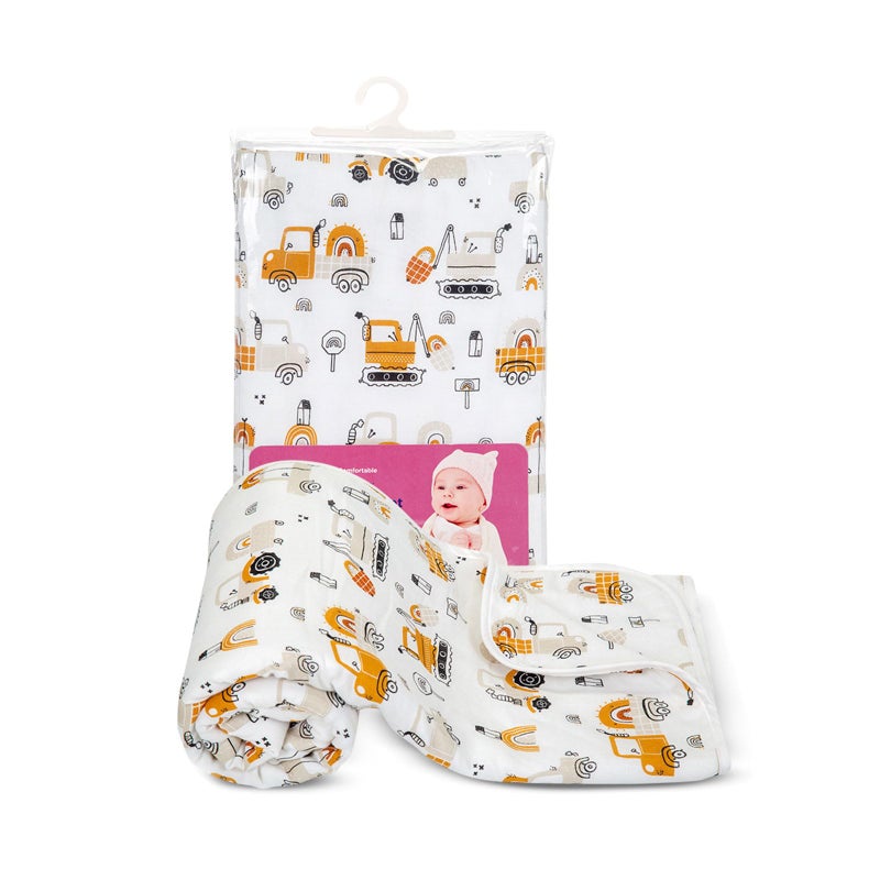 Mee Mee 2-in-1 Super Soft Baby Blanket & Wrapper | Cozy 3 Layer Blanket with Comfortable Muslin & Fleece | with Attractive Transport Print (Assorted) for 0-2 Years (100X120 CM) - Image 1
