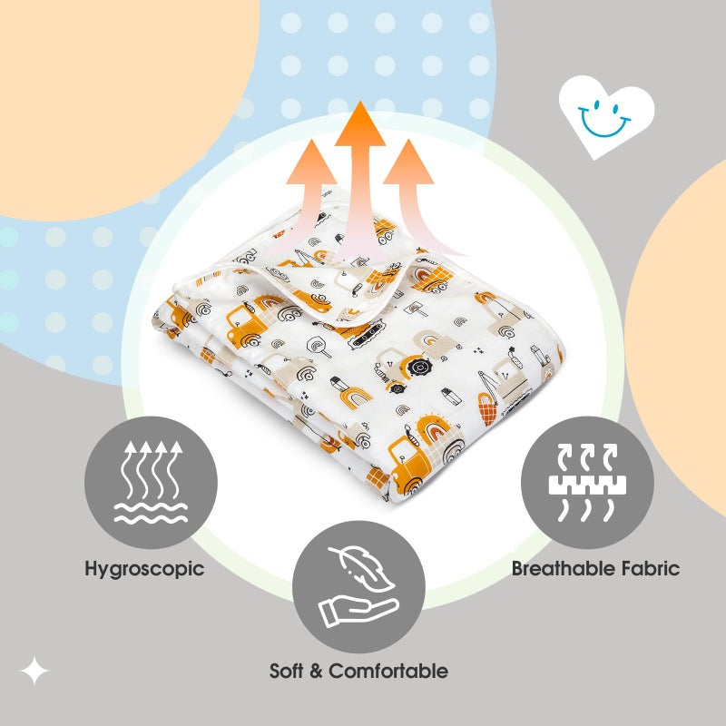 Mee Mee 2-in-1 Super Soft Baby Blanket & Wrapper | Cozy 3 Layer Blanket with Comfortable Muslin & Fleece | with Attractive Transport Print (Assorted) for 0-2 Years (100X120 CM) - Image 5