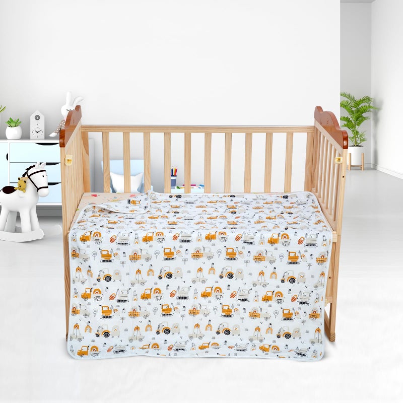 Mee Mee 2-in-1 Super Soft Baby Blanket & Wrapper | Cozy 3 Layer Blanket with Comfortable Muslin & Fleece | with Attractive Transport Print (Assorted) for 0-2 Years (100X120 CM) - Image 3