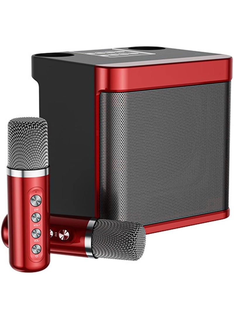 يس Set Bluetooth Speaker with Microphone 5.0 USB Charging Wireless Speakers with Bluetooth Surround Sound Portable Speaker for Smart TV Microphone with Speaker for Singing Red - Image 1