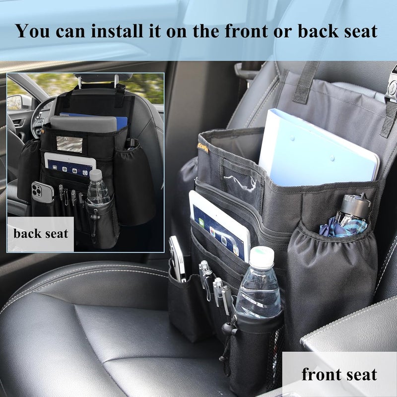 ECWKVN Car Front Seat Organizer - Car File Organizer, Passenger Seat Storage Bag Law Enforcement - Vehicle Storage with Dedicated Laptop Tablet Holder Cup Holder, Black - Image 5