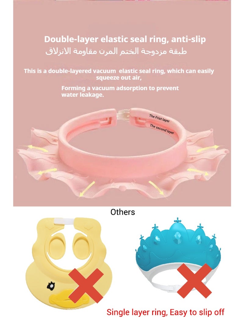2pcs طبقة مزدوجة الختم حلقة التاج طفل حمام حماية ناعمة قبعة - Image 2