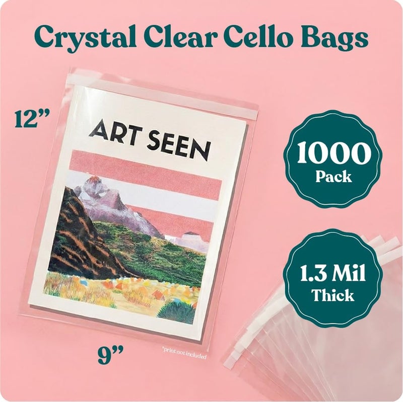 Pack It Chic - 9” X 12” Self Sealing Cellophane Bags (1000 Pack) - Resealable Adhesive Clear Bags for Gifts, 9X12 Photos, Prints, Envelopes, Letter Sized Documents - Image 2