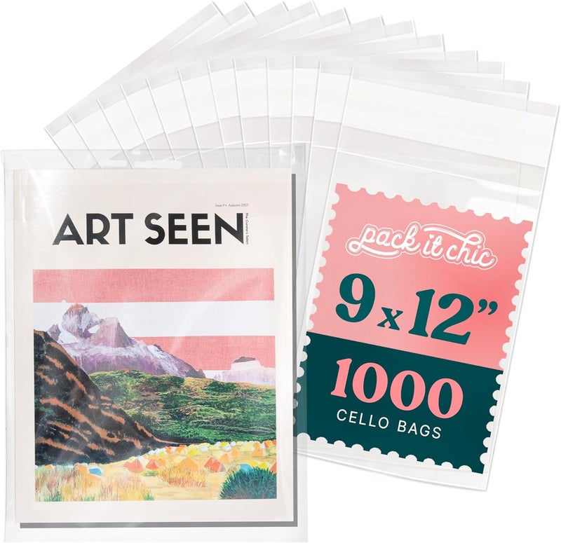 Pack It Chic - 9” X 12” Self Sealing Cellophane Bags (1000 Pack) - Resealable Adhesive Clear Bags for Gifts, 9X12 Photos, Prints, Envelopes, Letter Sized Documents - Image 1