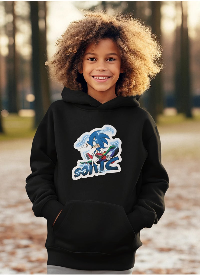 ZOOM Sonic Skateboard Design Hoodie Black 