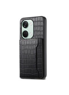 erorex For OnePlus Ace 2V Crocodile Texture Card Bag Design Full Coverage Phone Case(Black) 