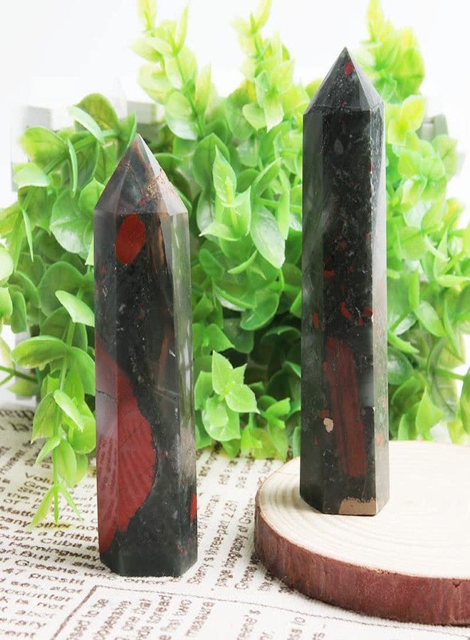 Acxico 1Pcs 80-100mm Natural Bloodstone Obelisk Tower Point Crystal Energy - Image 5