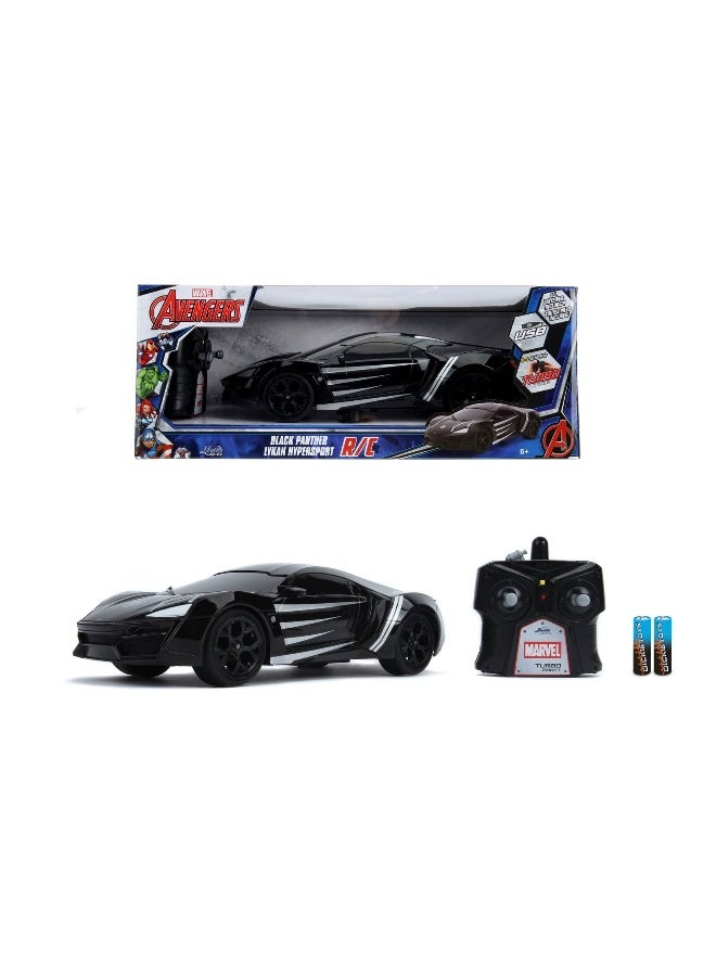 MARVEL سيارة التحكم عن بعد Jada Marvel Avengers Black Panther Lykan Hypersport (1:16) - Image 2