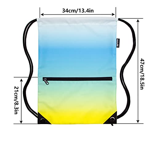 HOLYLUCK Drawstring Backpack Bag Sport Gym Sackpack (gradient yellow blue) - Image 3