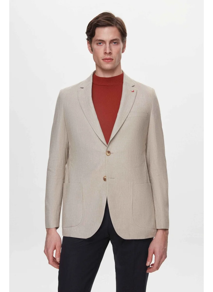 D'S DAMAT Regular Fit Beige Filafil Fabric Jacket 2HC04IR034940