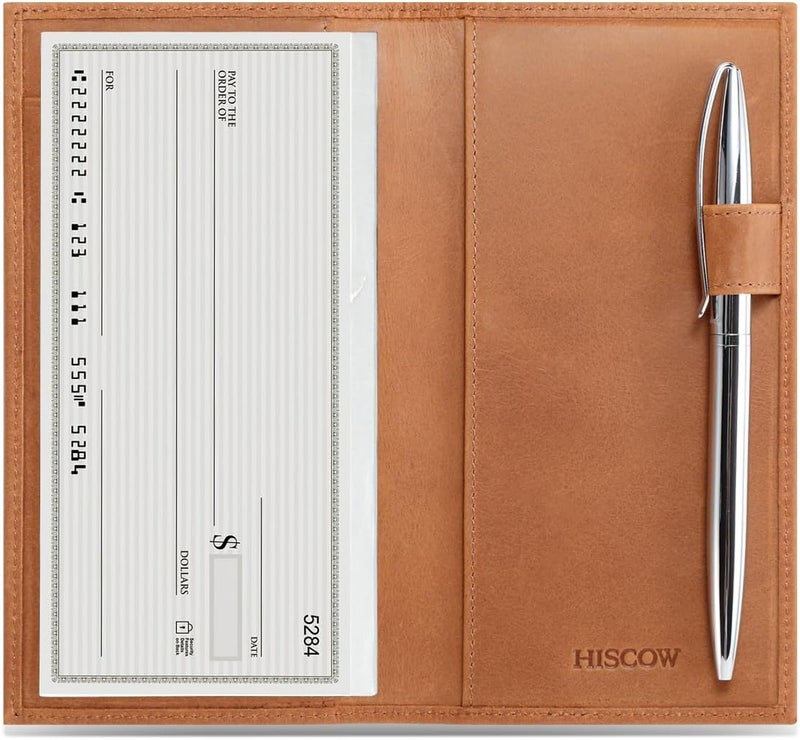 HISCOW Supple Leather Checkbook Cover with Free Divider - Italian Calfskin - Image 1