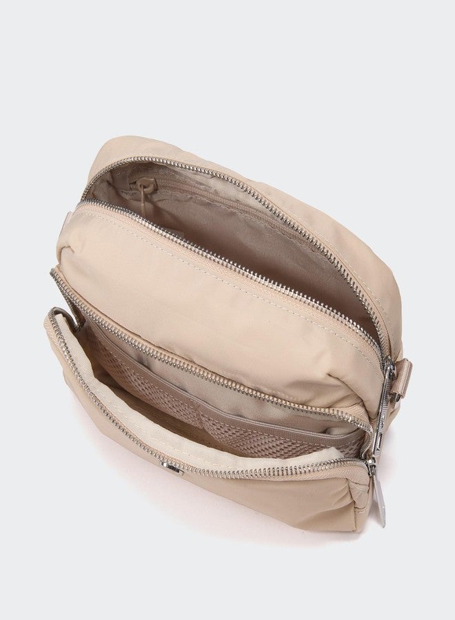 Pander حقيبة كروس بودي من باندر - حقيبة يد يومية بحزام قابل للتعديل، مثالية للسفر والمشاوير والاستخدام اليومي، مصنوعة من الكتان الخام، 8.66 × 3.15 × 5.51 بوصة، حقيبة كروس بودي بجيب خلفي بسحاب - Image 3