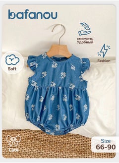 Bafanou Bafanou Baby Girls Denim Playsuit Newborn Cartoon Printed Sleeveless Romper Infant Girls Jumpsuit Clothing  - Image 1
