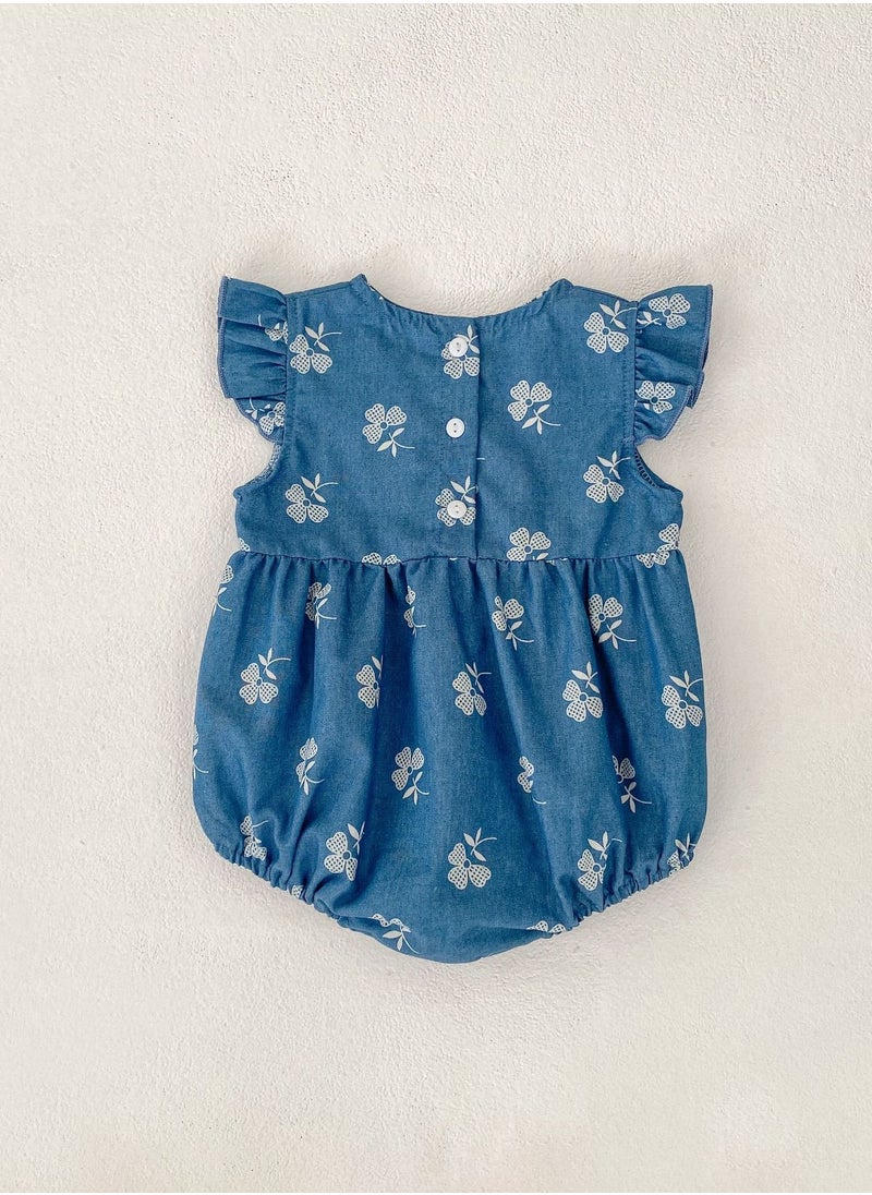 Bafanou Bafanou Baby Girls Denim Playsuit Newborn Cartoon Printed Sleeveless Romper Infant Girls Jumpsuit Clothing  - Image 4