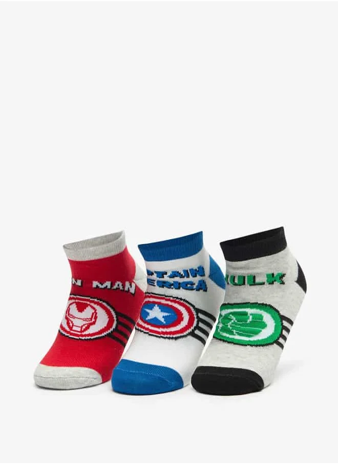 MARVEL Boys Marvel Avengers Print Ankle Length Socks - Set of 3