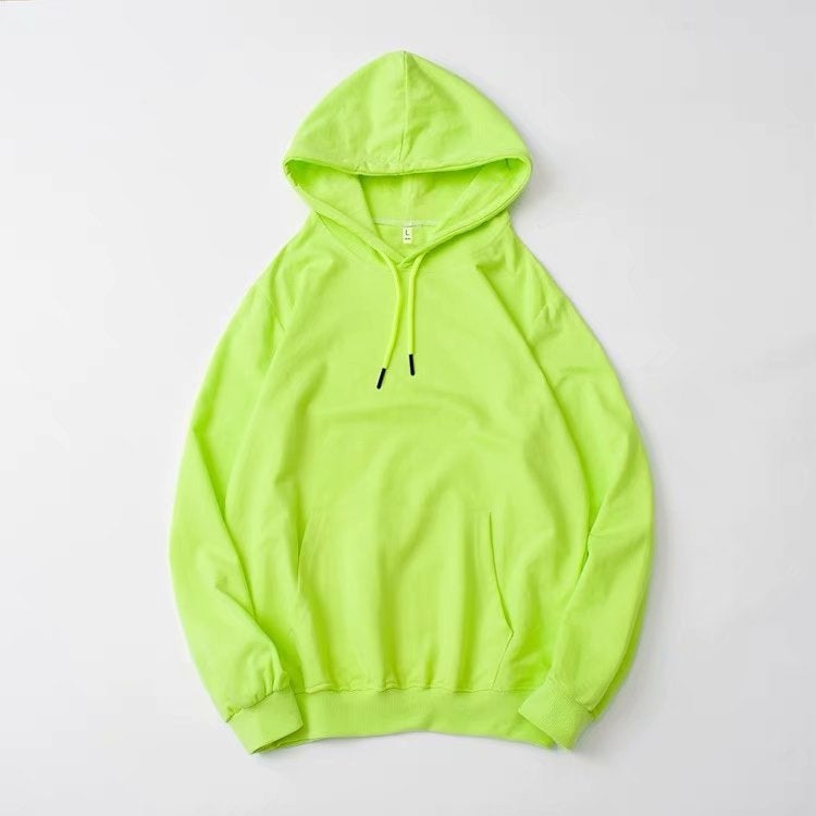 Trendy Autumn Mens Sweatshirt Loose-fit Thickened Top Casual Style Hooded Jacket Versatile For Spring Autumn Fluorescent Green 