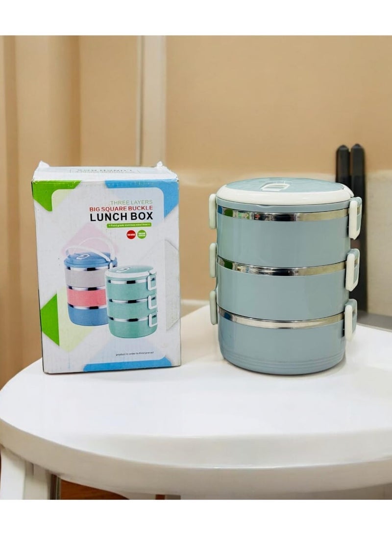 ELTRAZONE Stainless Steel 3-Layer Lunch Box for Boys and Girls, Insulated, BPA-Free, Leakproof, Microwave Safe, Portable Food Storage with Handle, Perfect for School, Office, Travel, - Image 5