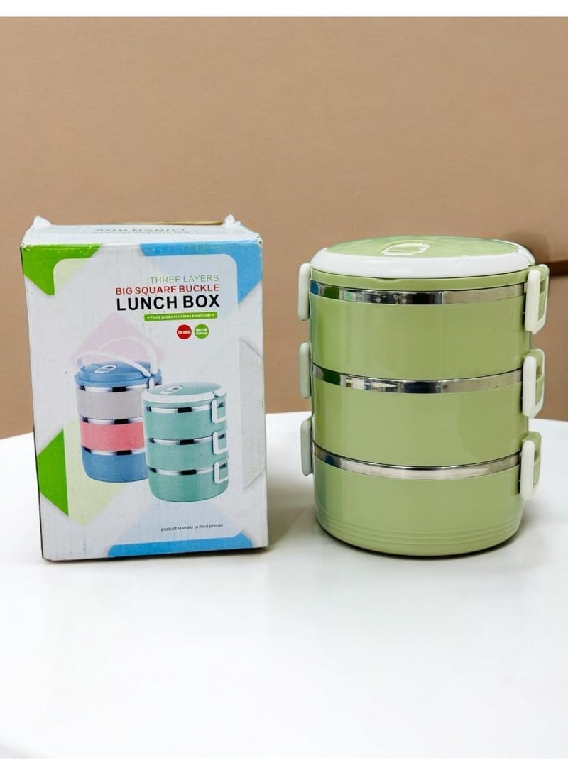 ELTRAZONE Stainless Steel 3-Layer Lunch Box for Boys and Girls, Insulated, BPA-Free, Leakproof, Microwave Safe, Portable Food Storage with Handle, Perfect for School, Office, Travel, - Image 2