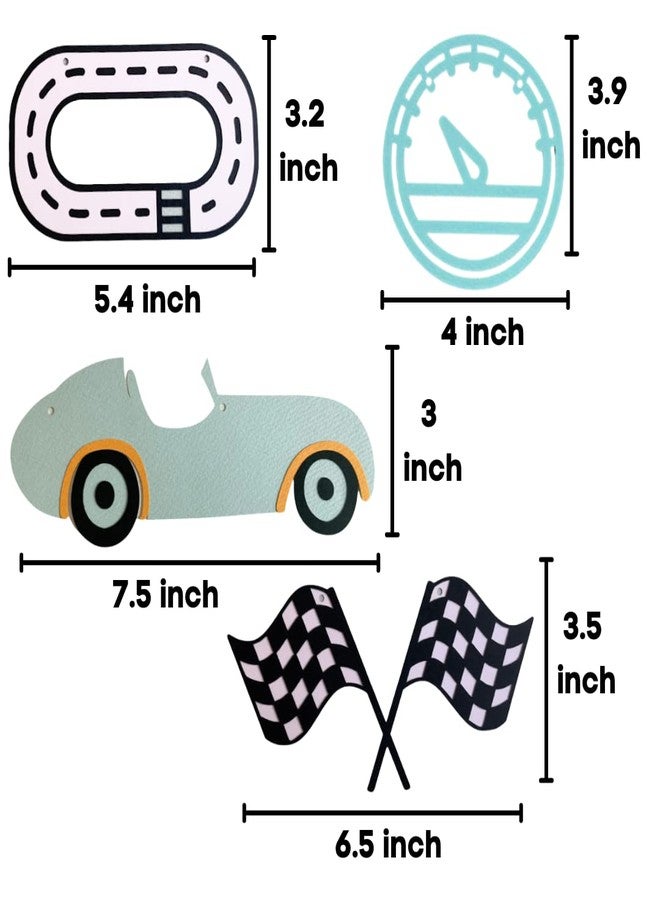 Pinfliers Car Theme Paper Bunting, A Set of 10 Pieces, Blue, Grey, Mint, Yellow, 62.5 inches in Length - Image 2