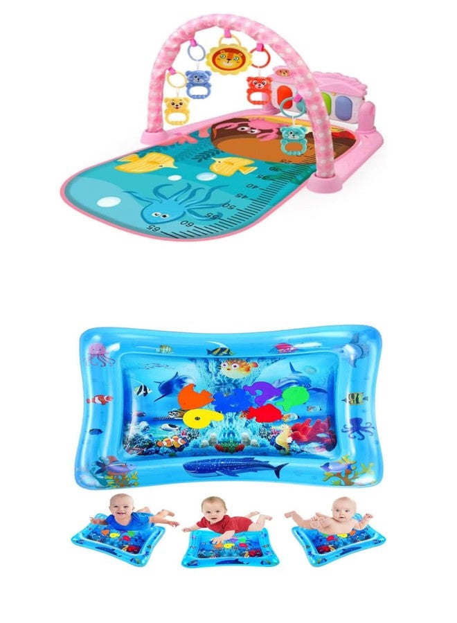Richtots Premium 2in1 Combo Baby Play Mat Gym & Fitness Rack with Hanging Rattles Lights & Musical Keyboard Mat Piano with Water Play Mat Activicty Centre (Pack of 2) Multicolor - Image 3