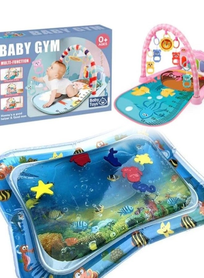 Richtots Premium 2in1 Combo Baby Play Mat Gym & Fitness Rack with Hanging Rattles Lights & Musical Keyboard Mat Piano with Water Play Mat Activicty Centre (Pack of 2) Multicolor - Image 4