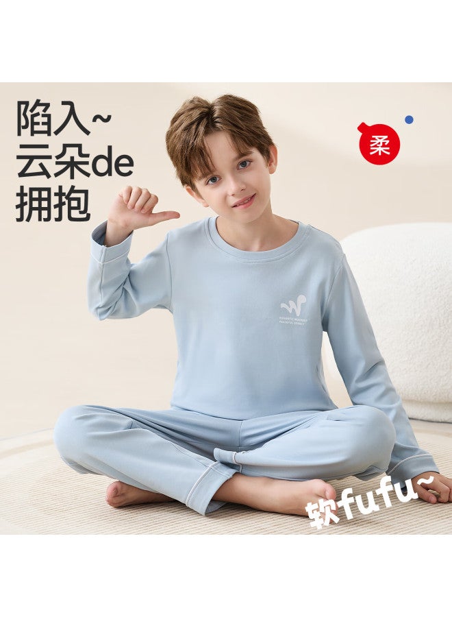 Hodo Children's Cotton Sleepwear Class A Homewear Set Boys Mid-large Kids Spring Autumn Long Sleeve Long Pants Loose Comfortable Set