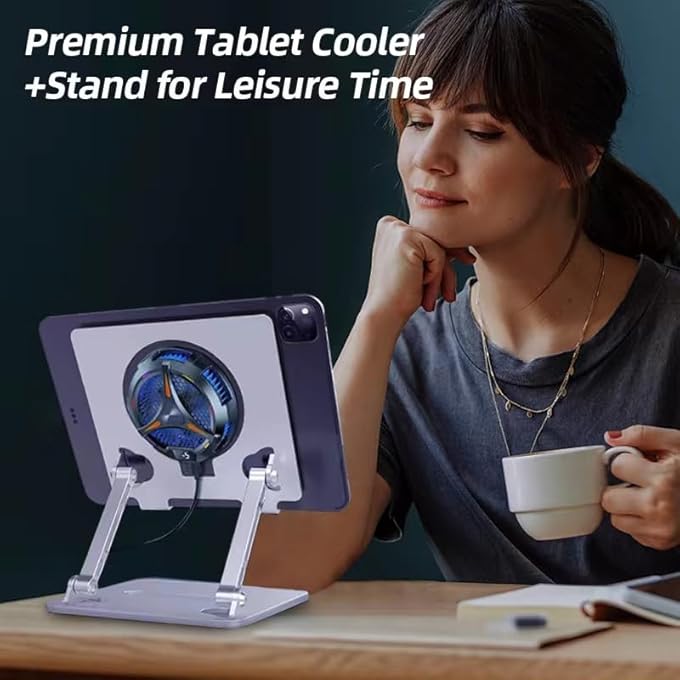 TEESSO IPAD COOLER, UPGRATED 3.9 INCH DIAMETER MAGNETIC TABLET COOLER, IPAD COOLING PAD PHONE COOLING FAN 27W POWER DRIVER, TEMPERATURE DISPLAY RADIATOR FOR IPHONE IPAD PORTABLE LAPTOP COOLER - Image 3
