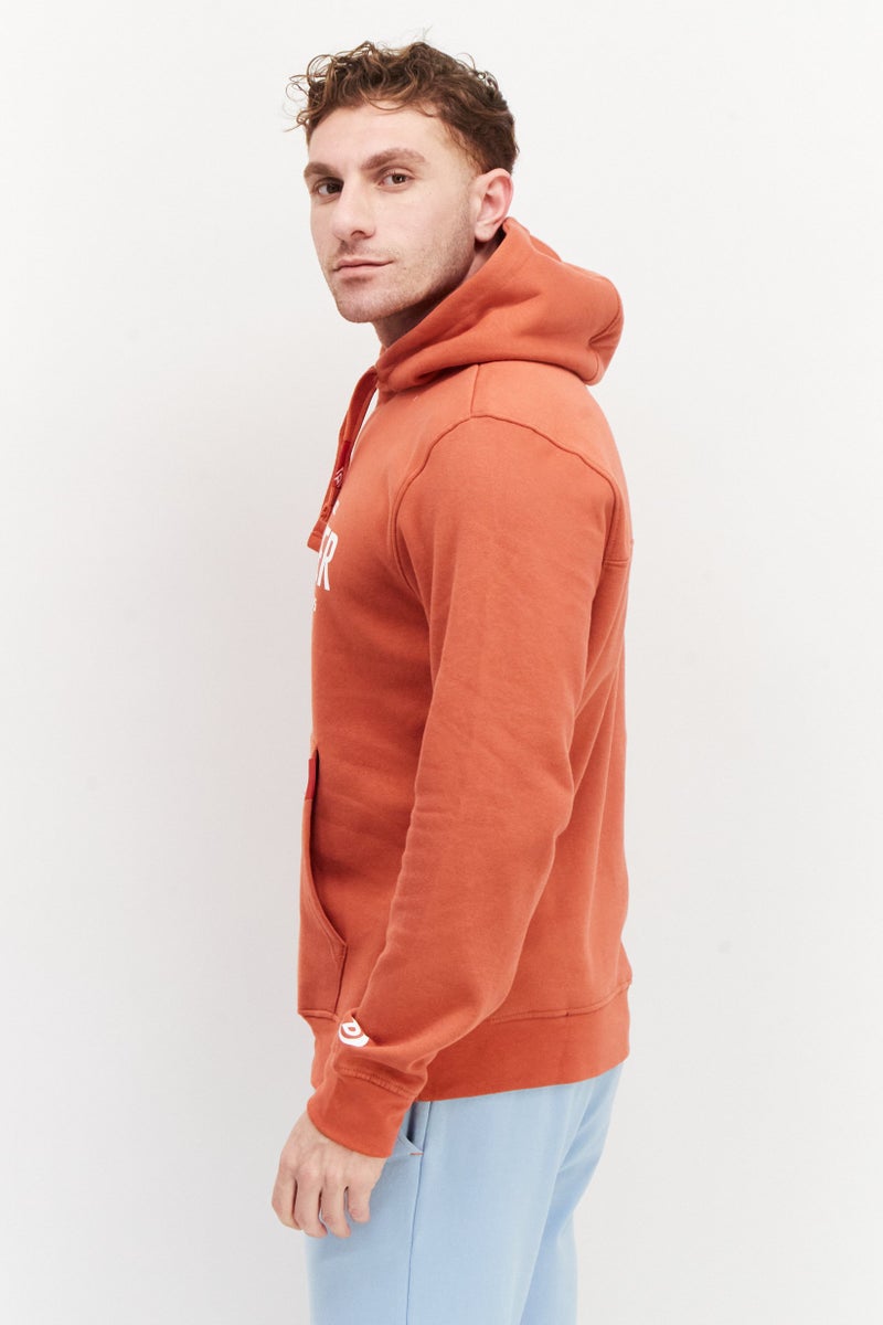DUCK AND COVER Men Hooded Brand Logo Sweatshirt, Rust - Image 4