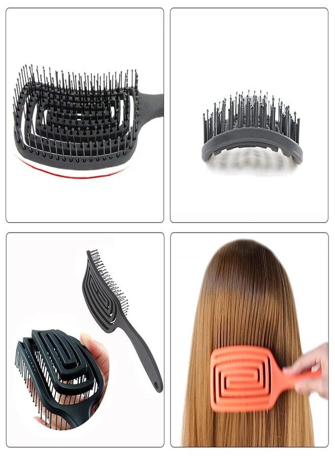 KESESU Flexy Hair Brush, Turquoise - Detangling Hair Brush with Flexible Bristles for Shower Use, Combing Through Curls & Removing Tangles - Hair Accessories for All Hair Type (Black) - Image 3